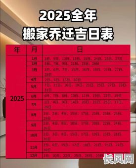 2025搬迁吉日吉时/2021搬迁日历